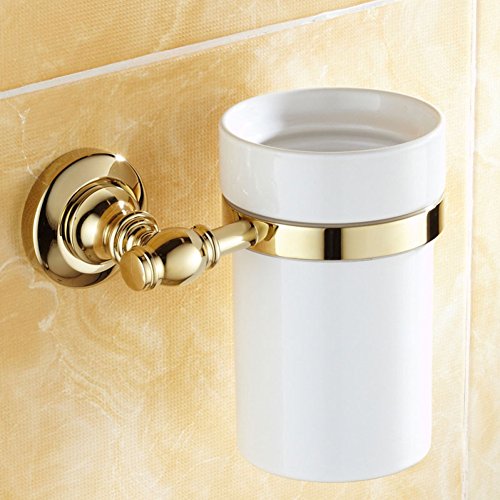 GZF Escobilla Juego de Taza de Oro cerámica zirconio Cepillo Cepillo portaescobillas Pastoral Accesorios de baño Accesorios de baño Cepillo de baño