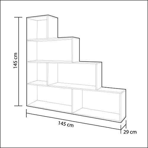 Habitdesign 002255BO - Estantería Decorativa, Acabado en Blanco Brillo, Medidas: 145 cm (Largo) x 145 cm (Alto) x 29 cm (Fondo)