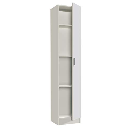 Habitdesign 007141O - Mueble Armario Multiusos, 1 Puerta, Color Blanco, Medidas: 37 cm (Largo) x 182 cm (Alto) x 37 cm (Fundo)