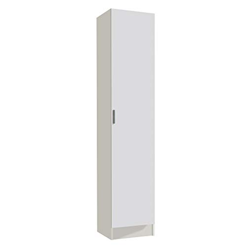 Habitdesign 007141O - Mueble Armario Multiusos, 1 Puerta, Color Blanco, Medidas: 37 cm (Largo) x 182 cm (Alto) x 37 cm (Fundo)