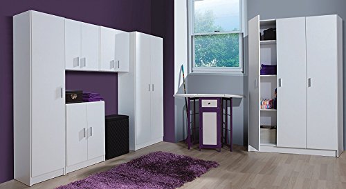 Habitdesign 007144O - Armario 2 Puertas Multiusos, Armario Auxiliar Color Blanco, Medidas 58,5 cm (Largo) x 180 cm (Alto) x 37 cm (Fondo)