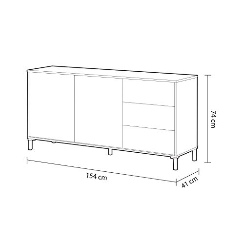 Habitdesign 0X6623F - Mueble aparador, Modelo Brooklyn, Melamina, Roble Canadian y oxido, Medidas: 154 cm (Ancho) x 74 cm (Alto) x 41 cm (Fondo)