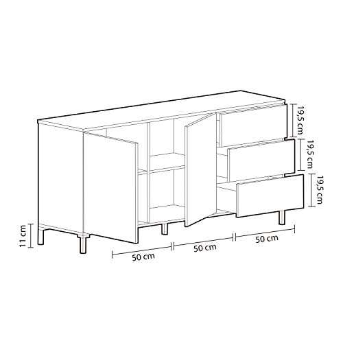 Habitdesign 0X6623F - Mueble aparador, Modelo Brooklyn, Melamina, Roble Canadian y oxido, Medidas: 154 cm (Ancho) x 74 cm (Alto) x 41 cm (Fondo)