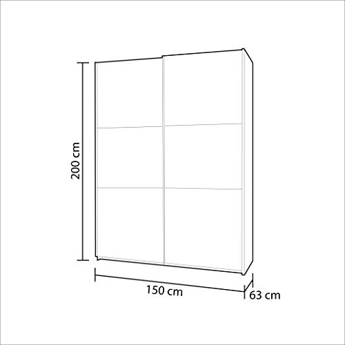 Habitdesign ARC150BO - Armario Dos Puertas correderas, Armario Dormitorio Acabado en Color Blanco Brillo, Medidas: 150 (Largo) x 200 (Alto) x 63 cm (Fondo)