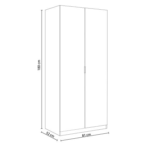 Habitdesign LCX022O - Armario Dos Puertas, Color Blanco Mate, Medidas: 81 cm (Largo) x 180 cm (Alto) x 52 cm (Fondo)