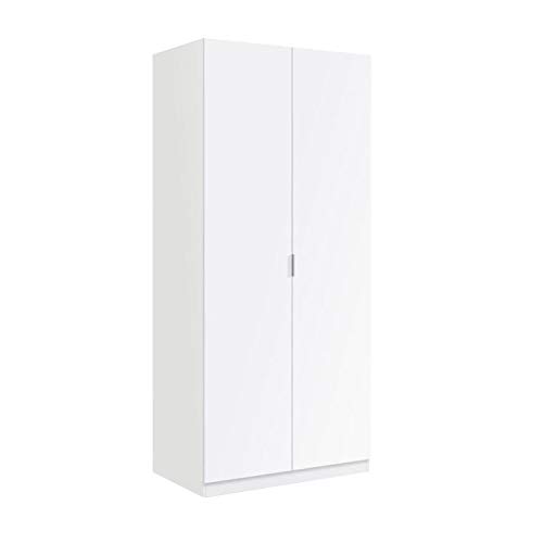 Habitdesign LCX022O - Armario Dos Puertas, Color Blanco Mate, Medidas: 81 cm (Largo) x 180 cm (Alto) x 52 cm (Fondo)