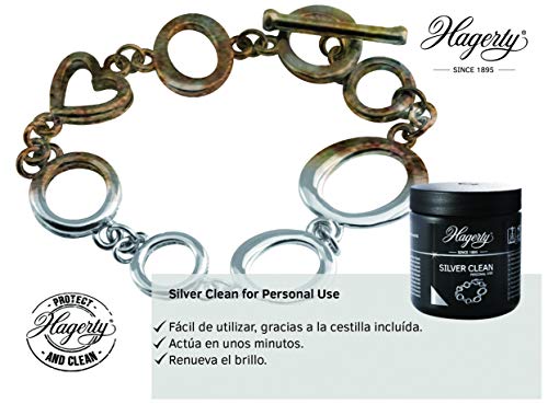 Hagerty - Silver Clean - Limpiador por inmersión de joyas de plata y piezas plateadas - 1 unidad 170 ml - En tan sólo 2 minutos limpia y devuelve el brillo original