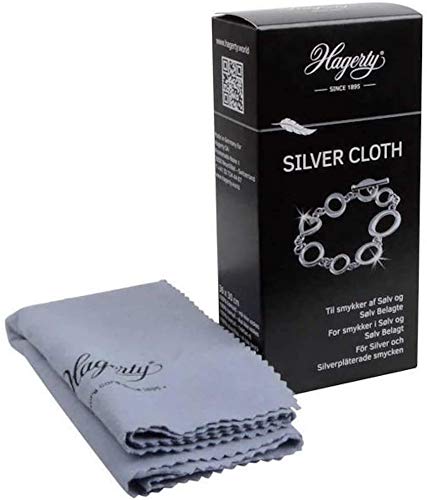 Hagerty - Silver Cloth - Gamuza impregnada limpia joyas de plata y piezas plateadas o chapadas - 1 unidad 36 x 30 cm - Devuelve el brillo y la protección extra