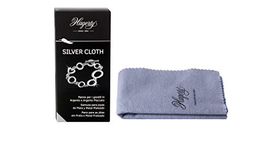 Hagerty - Silver Cloth - Gamuza impregnada limpia joyas de plata y piezas plateadas o chapadas - 1 unidad 36 x 30 cm - Devuelve el brillo y la protección extra