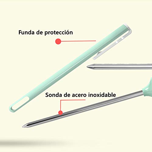 Haioo Termómetro Digital Cocina para Comida de Bebes, Termometro Alimentos con Pantalla LCD y Sonda Larga para Lectura Instantánea °C/°F