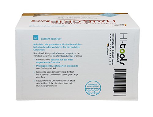 HairGrip PRO - papel de aluminio antideslizante de 13cm de ancho y 75m de largo, desarrollado para cabellos largos y gruesos.