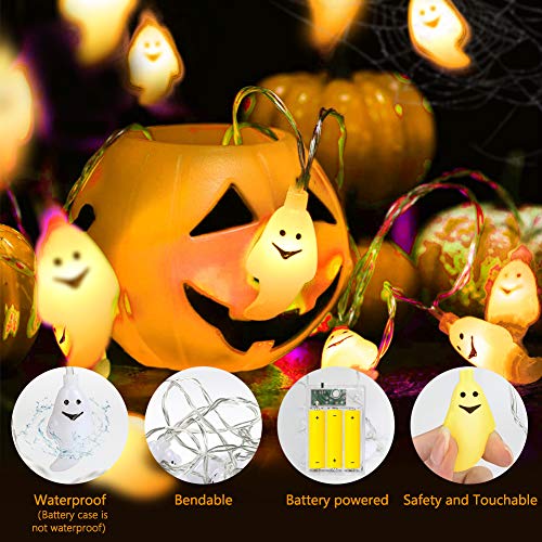 Halloween Light String E-More Ghost String Lights 2M 20 LED Luces de hadas LED blancas cálidas alimentadas por batería Luces de hadas de Halloween para decoración de fiestas en el jardín