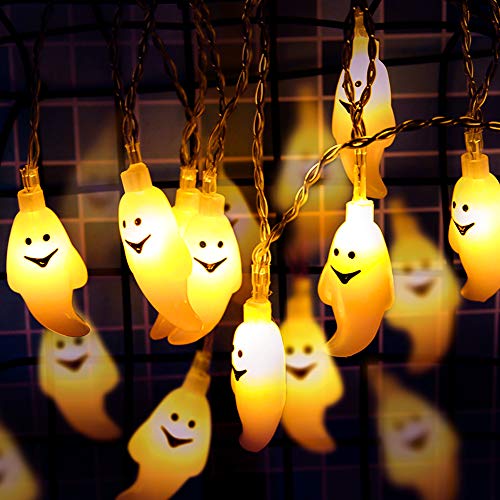 Halloween Light String E-More Ghost String Lights 2M 20 LED Luces de hadas LED blancas cálidas alimentadas por batería Luces de hadas de Halloween para decoración de fiestas en el jardín