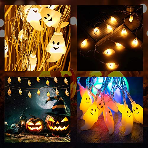 Halloween Light String E-More Ghost String Lights 2M 20 LED Luces de hadas LED blancas cálidas alimentadas por batería Luces de hadas de Halloween para decoración de fiestas en el jardín