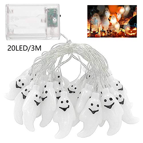 Halloween Light String E-More Ghost String Lights 2M 20 LED Luces de hadas LED blancas cálidas alimentadas por batería Luces de hadas de Halloween para decoración de fiestas en el jardín