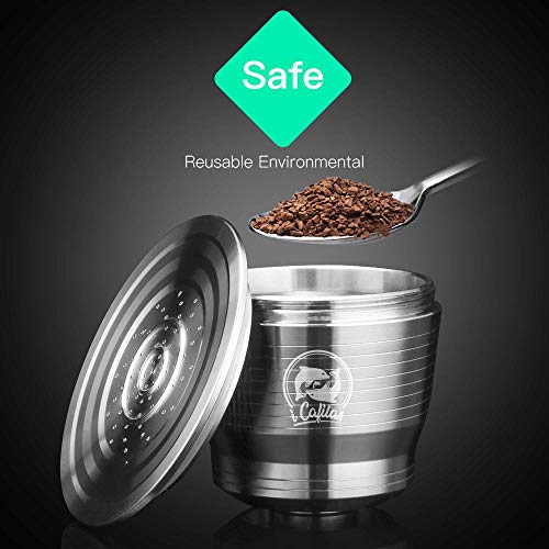 Hamkaw Cápsulas de café Reutilizables, cápsulas de café de Acero Inoxidable Recargables, cápsulas Reutilizables, Tazas de Filtro de café compatibles con cafetera para Nes U con 1 Cuchara, Cepillo