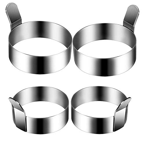 Hanamichi Anillo de huevo, 4 pcs Inoxidable Tortilla de cocina de molde antiadherente molde de huevo frito Herramienta de cocción de anillo de metal para muffins de huevo/panqueques/tortillas y más