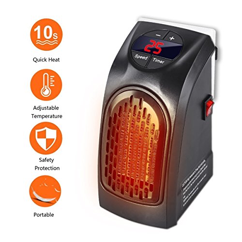 Handy Heater - Gesundhome 350W Mini Portátil Estufa Eléctrico Calefactor Cerámicos Calefacción de Pared Termoventilador con Digital Termostato Ajustable para Oficina/Casa/Garaje/Camper