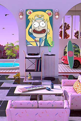 Hangquq Rick and Morty, The're Robots pintura abstracta para baño, dormitorio, sala de estar, decoración del hogar, 61 x 91 cm