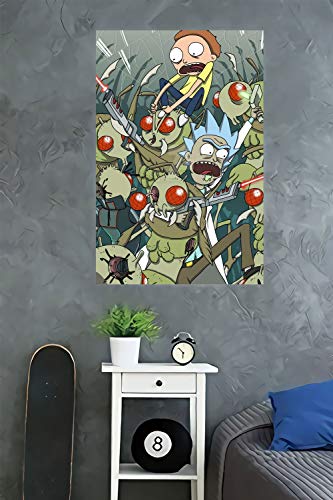 Hangquq Shoot 'em, Morty, They Are Robots - Arte de pared vertical para sala de estar, elegante lienzo de 61 x 91 cm