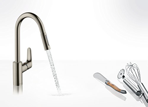 Hansgrohe 31815800 Focus grifo de cocina con ducha extraíble, acero inoxidable