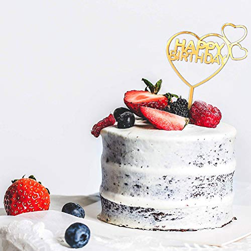 Happy Birthday Cake Topper,6 Piezas Decoración para Tarta,Happy Birthday Topper Decoración para Varios Pastel de Cumpleaños Boda(Oro)