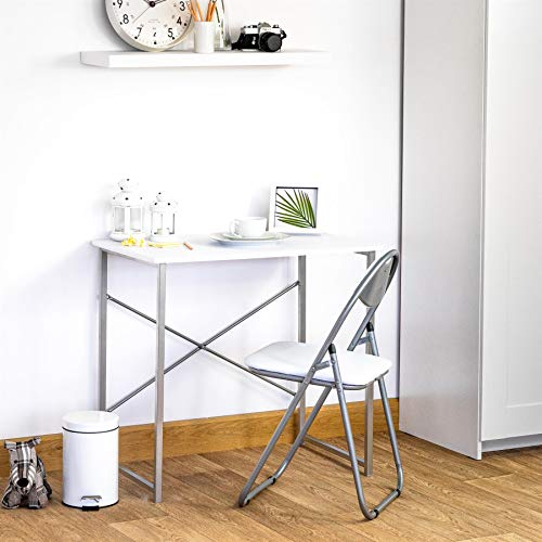 Harbour Housewares Silla de Escritorio Plegable - con Acolchado Blanco - Pack de 2