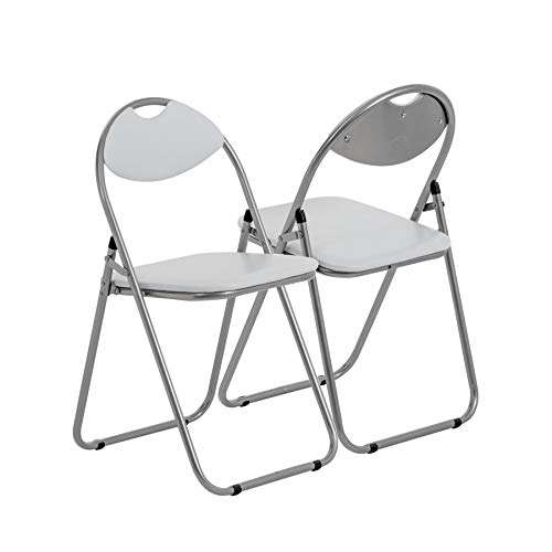 Harbour Housewares Silla de Escritorio Plegable - con Acolchado Blanco - Pack de 2