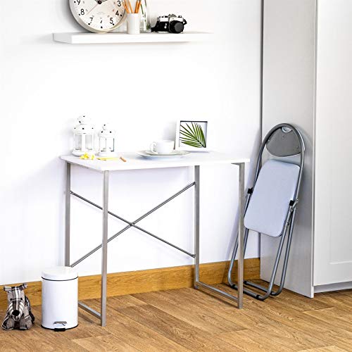 Harbour Housewares Silla de Escritorio Plegable - con Acolchado Blanco - Pack de 2