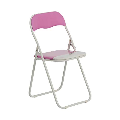 Harbour Housewares Silla de Escritorio Plegable - con Acolchado Rosa/Blanco