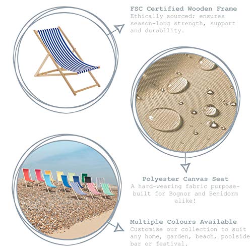 Harbour Housewares Tumbona reclinable y Plegable - Ideal para Playa y jardín - Estilo Tradicional - Crema - Pack de 2