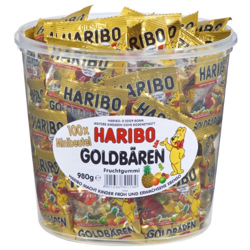 Haribo - Mini Ositos Oro, Estuche de 100 Bolsitas, 1000 gr.