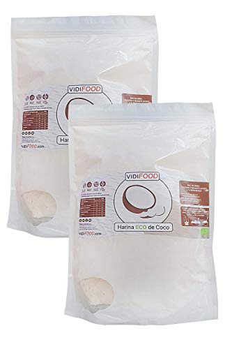 Harina de Coco Ecológica - 2kg - Harina Orgánica con Alto contenido de Fibra - Totalmente Natural y sin Gluten