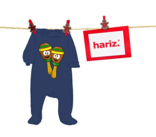 Hariz - Pelele para bebé con sonajero, diseño de marisco, color azul oscuro