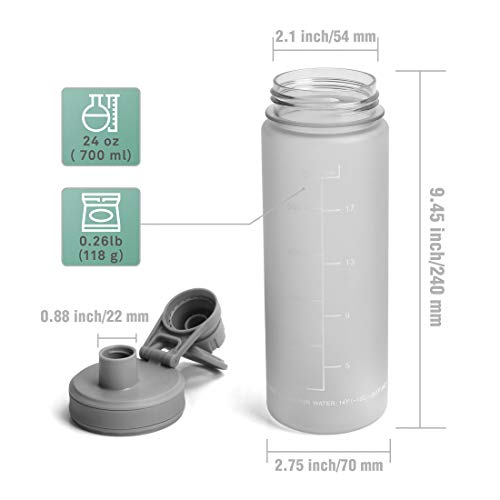 HAUSHOF Botella de Agua Sin BPA 700 ml / 24 oz, Botella Deportiva Reutilizable Sin BPA, A Prueba de Fugas - Tritan Plastic Gym, Yoga, Carrera, Ciclismo, Escuela y Viajes