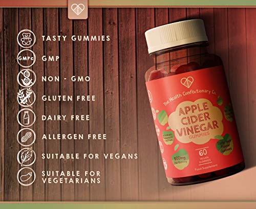 HCC Vinagre de Manzana Gominolas | 60 Gominolas Veganas con Concentrado de Remolacha, Ácido Fólico y Vitamina B12 | Apple Cider Vinegar Gummies | Sin Gluten, OGM, Alergenos o Lácteos