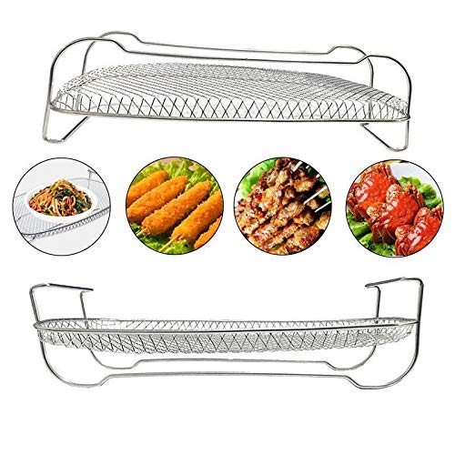 HCHD Red de Barbacoa de Acero Inoxidable Cocina Rack Multifunción Al Vapor Frito Estante de Filtro Platos de Servir Hornear Enfriador Estante Herramientas de Barbacoa (Color : Silver)