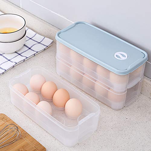 HDJX caja de almacenamiento para huevos de refrigerador, caja de huevos para el hogar, compartimiento de cocina multicapa, transparente, con tapa, bandeja para huevos, caja de almacenamiento para huevos, Material, 5, Size