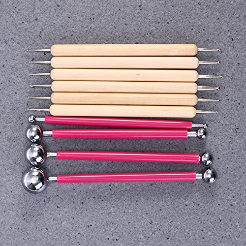 healifty 10 pieza metal Stylus Ball Modelaje para herramientas Kit (Rosa)