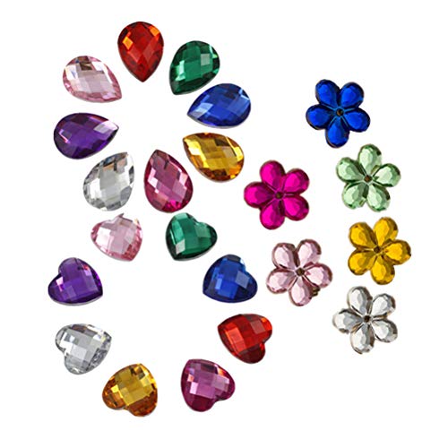 Healifty 300pcs Gemas Acrílico Rhinestones de Piedras Preciosas Adornos de Piedras Preciosas Corazón Flor de Ciruelo y Forma de Gota de Agua para joyería Artesanía de Bricolaje (Color Mezclado)