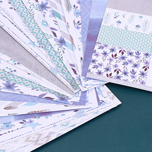 HEALLILY 24 hojas de papel para álbum de recortes, diseño de patrón morado, papel decorativo de una sola cara, papel de cartulina de papel para manualidades y álbumes de recortes