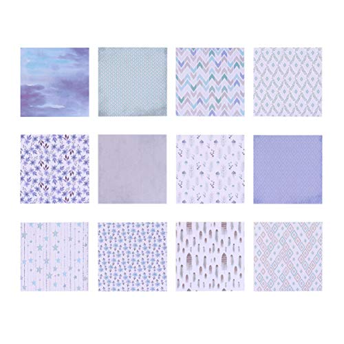 HEALLILY 24 hojas de papel para álbum de recortes, diseño de patrón morado, papel decorativo de una sola cara, papel de cartulina de papel para manualidades y álbumes de recortes