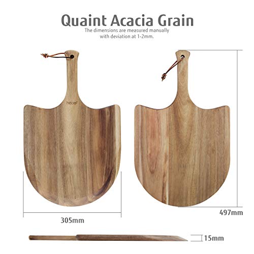 Hecef - Paleta de madera de acacia para pizza y tabla de cortar de 12 pulgadas de largo, tabla de servir para pizza casera, queso, frutas y tartas