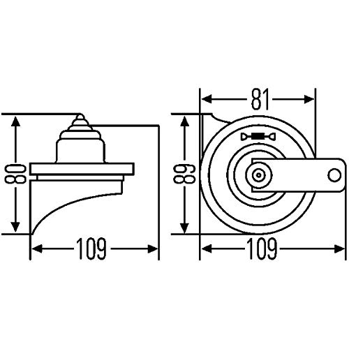 HELLA 3FH 007 424-811 Bocina - TE16 - 12V - 110dB (A) - Rango de frecuencia: 400Hz/500Hz - eléctrico - Color de carcasa: rojo/negro - Conexión de enchufe plano - Cant.: 2 - Juego