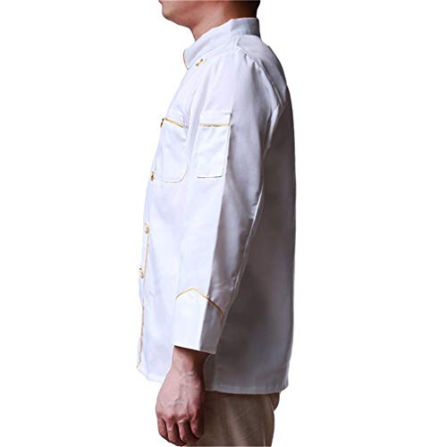 Hengxing Unisex Blanco Manga Larga Chef Chaqueta Algodón Botón Frontal Chef Abrigo Para Cocinero Cocina Trabajo Ropa Uniforme