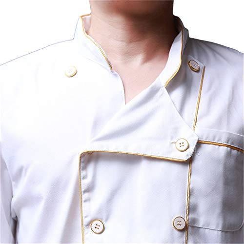 Hengxing Unisex Blanco Manga Larga Chef Chaqueta Algodón Botón Frontal Chef Abrigo Para Cocinero Cocina Trabajo Ropa Uniforme