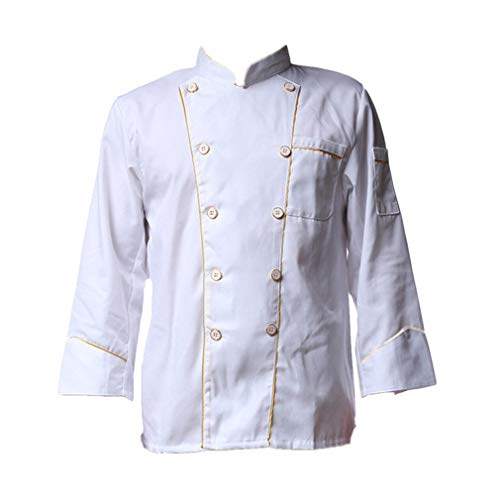 Hengxing Unisex Blanco Manga Larga Chef Chaqueta Algodón Botón Frontal Chef Abrigo Para Cocinero Cocina Trabajo Ropa Uniforme