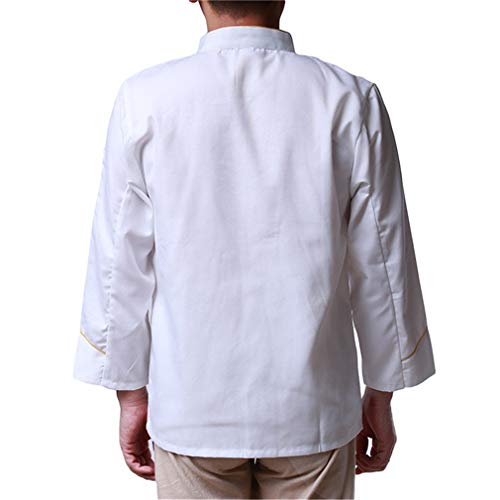 Hengxing Unisex Blanco Manga Larga Chef Chaqueta Algodón Botón Frontal Chef Abrigo Para Cocinero Cocina Trabajo Ropa Uniforme