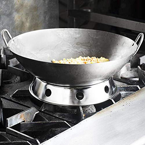 HEREB - Anillo de Wok de acero inoxidable para cocina redonda con tamaño reversible