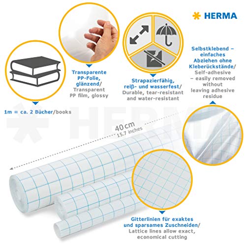 Herma 7010 - Rollo de film autoadhesivo (10 m x 40 cm), color transparente brillante